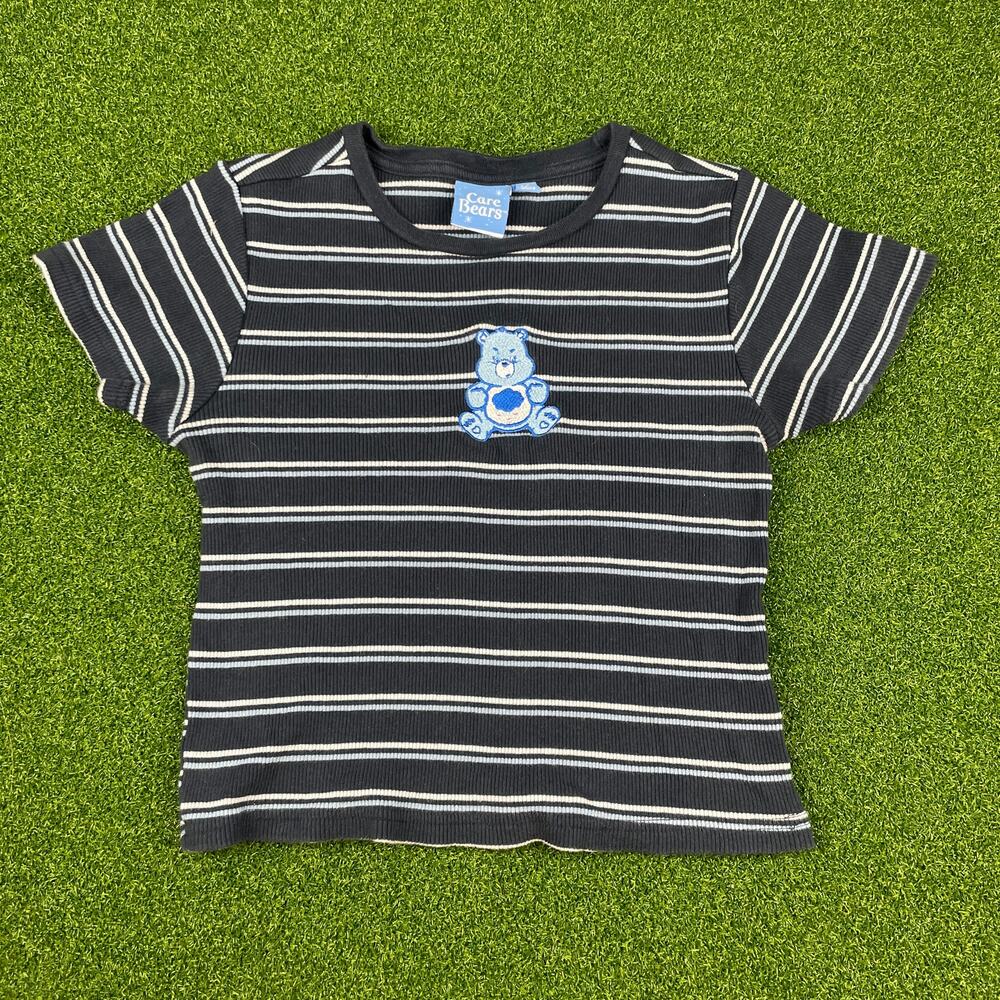 Vintage Care Bears Grumpy Bear Black Striped Short Sleeve Baby Tee Sz M